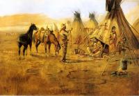 Charles Marion Russell - Cowboy Bargaining for an Indian Girl